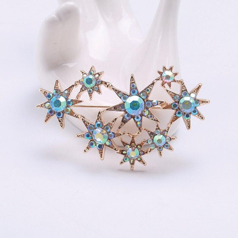 Blucome Starry Sky Brooch Colorful Enamel Gold-color Women Brooches for Party Bag Ladies Pins Corsage Clips