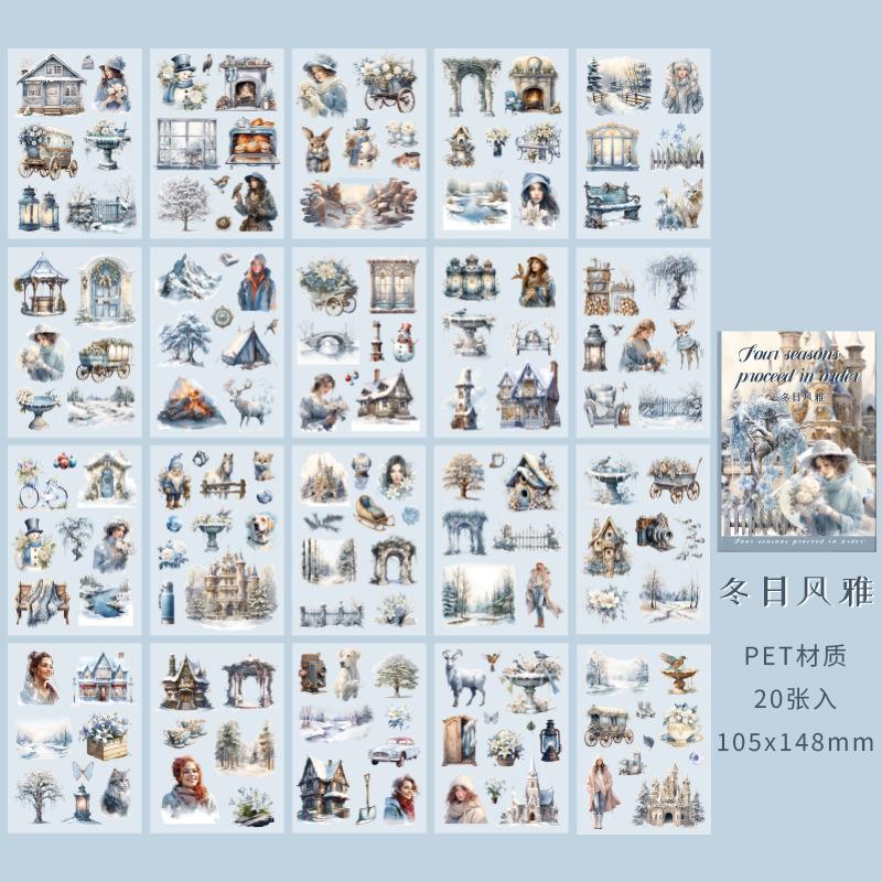 Книга наклеек Пейзаж Декоративная наклейка Пленка Печать Впечатление Для DIY Дневник Планировщик Скрапбукинг Альбом Школьные принадлежности Канцелярские товары