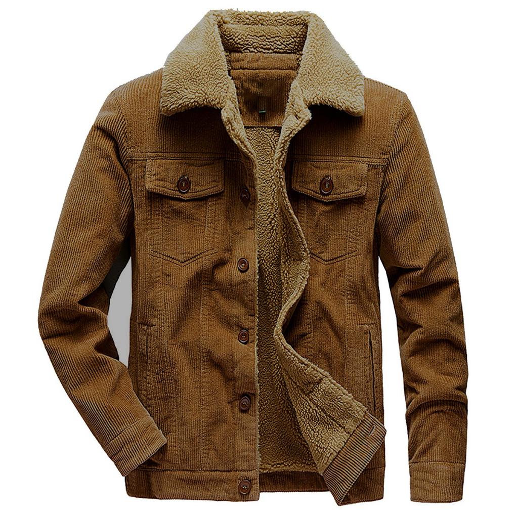 Мужская осенне-зимняя повседневная модная однотонная вельветовая куртка на пуговицах, топы