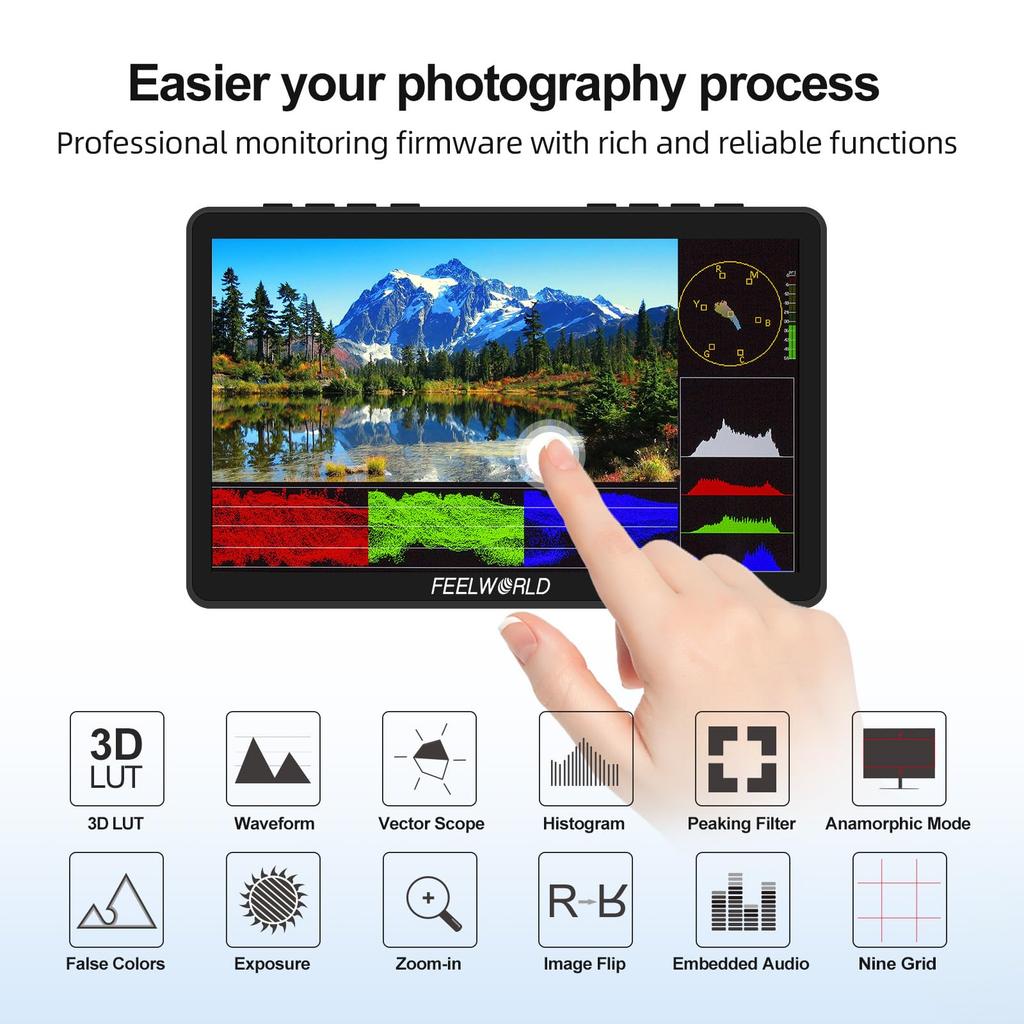 FEELWORLD F5 Pro V4 Комплект полевого монитора для DSLR-камеры с сумкой для переноски и кабелем Micro HDMI 3D LUT 1080P 4K HDMI Сенсорный видеомонитор с внешним