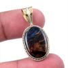 Natural Pietersite Gemstone 925 Solid Sterling Silver TwoTone Pendant 1.25" K7w01