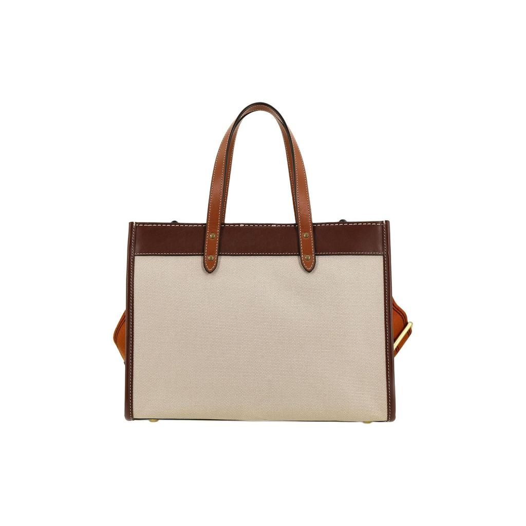 Coach Field 30 Classic Large Capacity Logo Print Canvas And Leather Tote Bag Women Tote Bags C8459-B4TXJ
