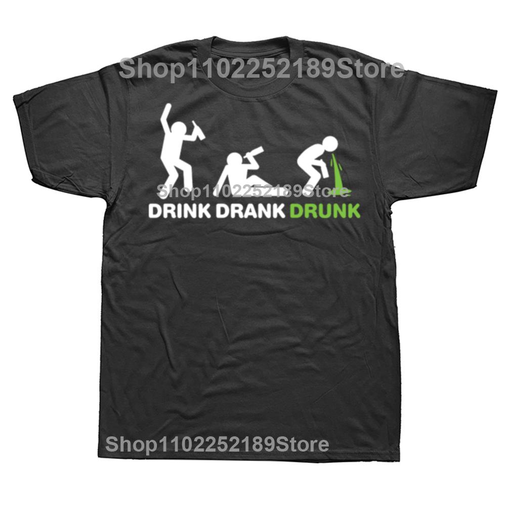 Забавные футболки с графикой эволюции пития Мужская женская мода Повседневная футболка 100% хлопок Свободная оверсайз Футболка с пивом и алкоголем