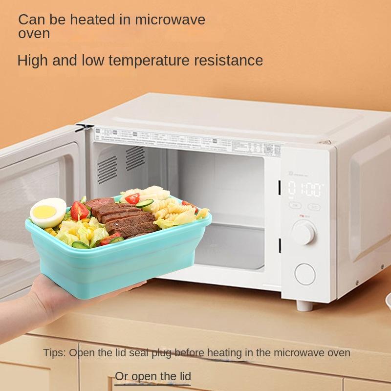Creative Edible Silicon Lunch Box Retractable Folding Fresh-Keeping Box with Lid Plate Portable Lunch Bento Box
