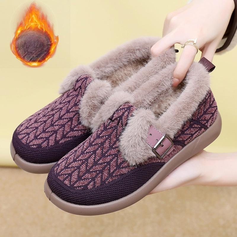 Women's Winter Warm Fluffy Loafers Casual Non-Slip Comfortable Work Flats for Women Fleece Lined Walking Shoes Faux Suede Outdoor Plush Short Boots