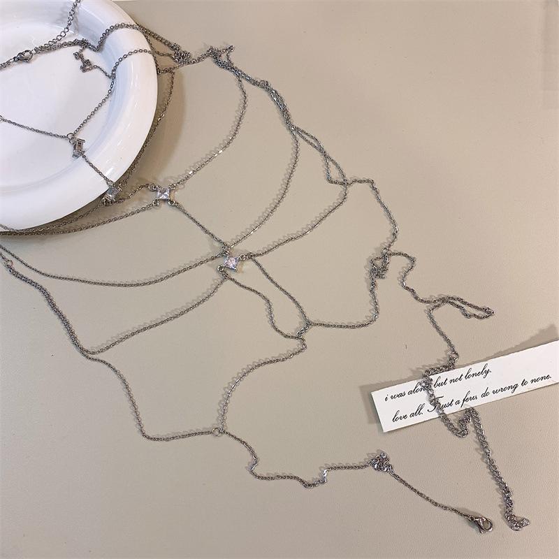 Сексуальная цепочка на талию из круглых бусин, пляжный бюстгальтер, цепочка на грудь для бикини, кисточка с цирконом, женская цепочка для тела, ювелирные аксессуары