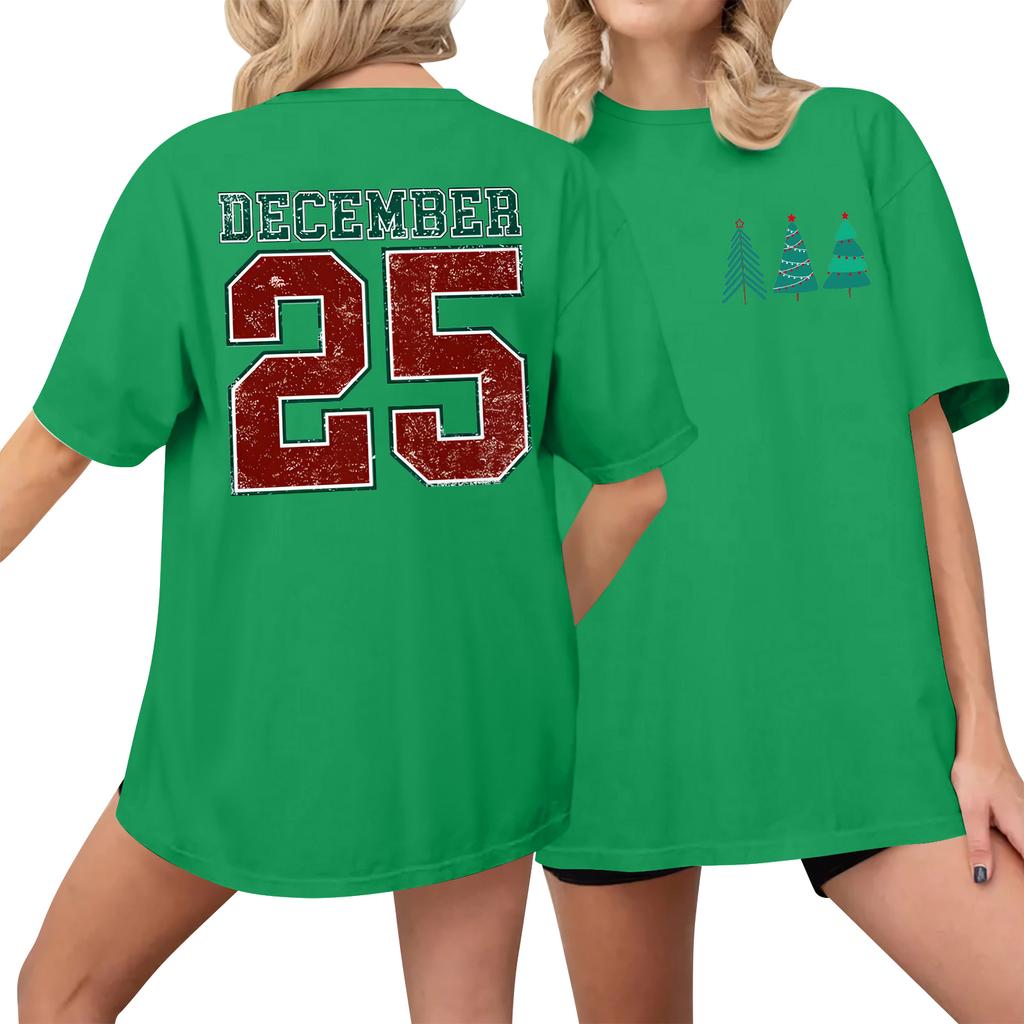 Women's Casual Printed T-Shirt Round Neck Pullover Short Sleeve Top