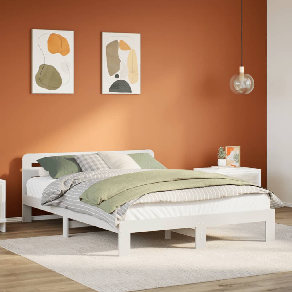 Solid Wood Bed without Mattress White 140 x 200 cm Pine Wood