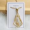 Adjustable Bamboo Link Chain Necklace With Handwoven Crystal Mesh Pendant Natural Gemstone Boho Choker Women Men