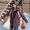 Womens Hooded Puffer Coat Thick Cotton Filled Winter Jacket Loose Fit Mid-Length Casual Outerwear