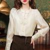 Модная новая шифоновая блузка с длинным рукавом в китайском стиле с вышивкой, женская рубашка J399
