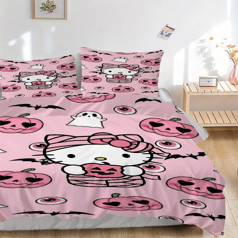 Hello Kitty Halloween Print 3Pcs Bedding Setduvet Cover With 2 Bedropillowcase Home Birthday Gift