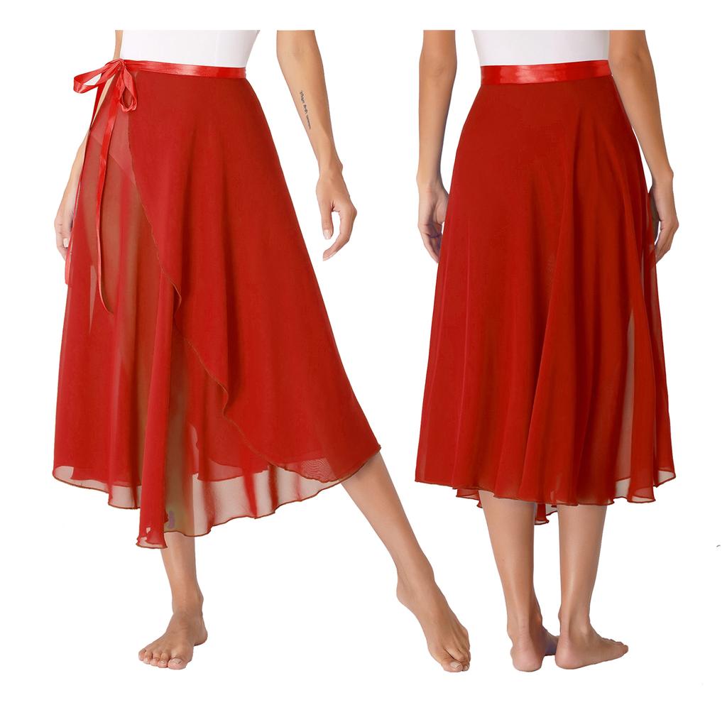 Ladies Professional Ballet Dance Wrap Skirt Chiffon Adult Asymmetrical Skirt Modern Dance Training Accessories
