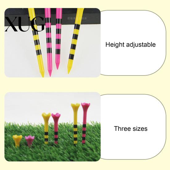 Tough Golf Tee 10Pcs 38/70/82MM Striped Height Adjustable Sharp Tip Plastic Ball Holder Training Aid Spike Kit Accessories Golfer Gifts