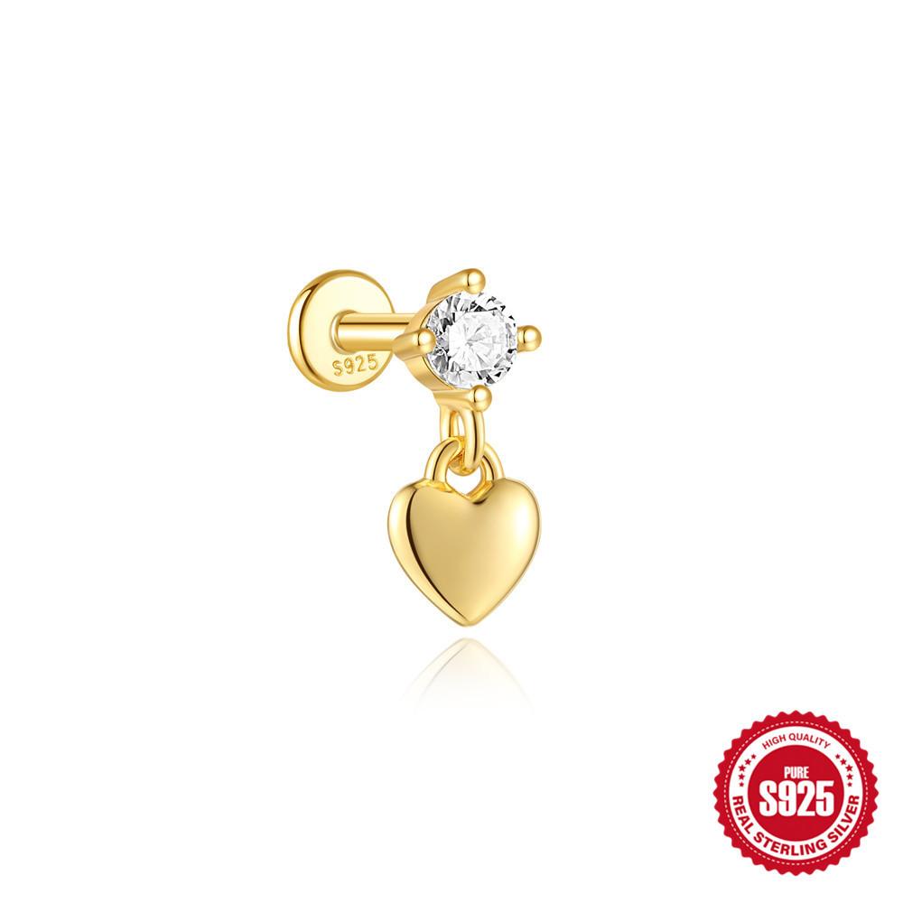 Серьги-пирсинг из стерлингового серебра S925 для повседневного ношения, спираль в хрящ, с четырьмя звездами, цветная, цветок, бриллиант, 2026