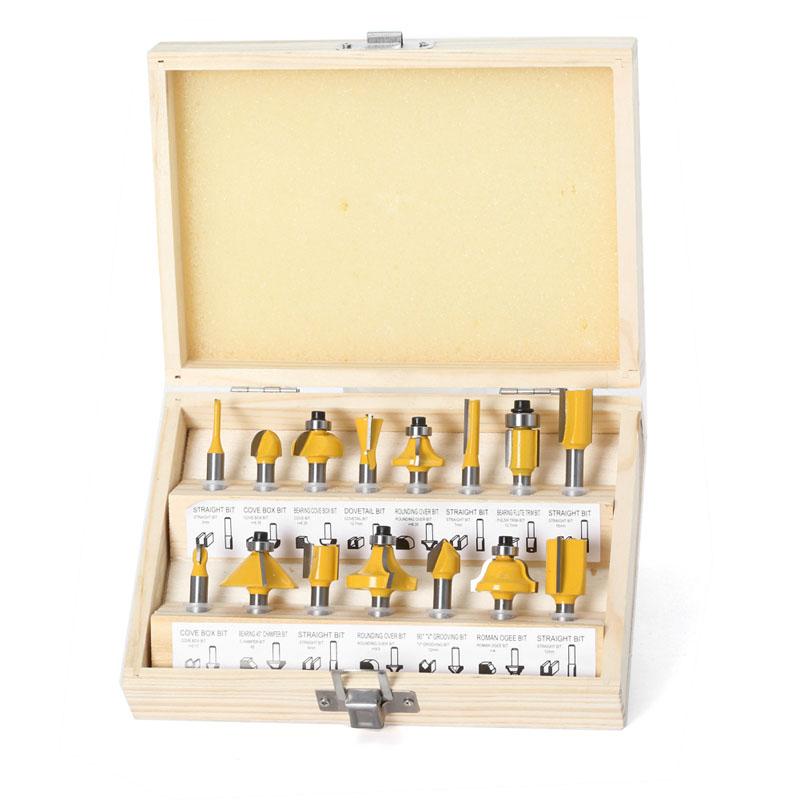 15 шт., прямые фрезы для резки дерева, карбид вольфрама, деревообработка, 1/4 дюйма, 8 мм, набор фрез