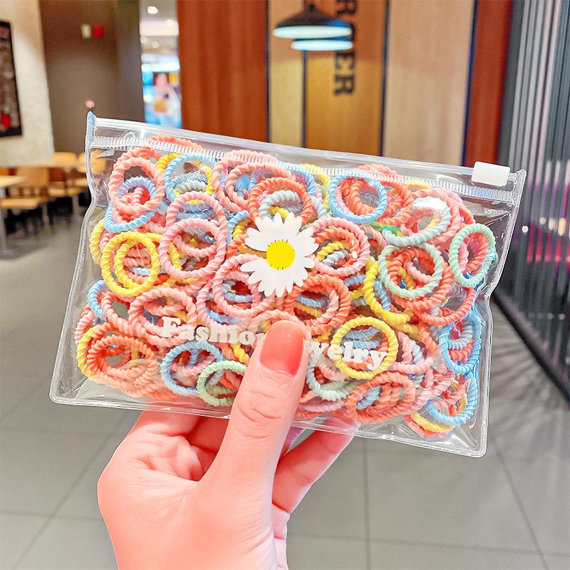 100 шт./пакет Простые практичные маленькие резинки для волос для девочек и детей, эластичные резинки для волос, аксессуары, резинка для волос, кольцо, головной убор