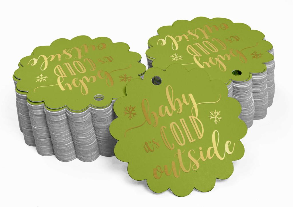 Inkdotpot Gold Foil Paper Hang Tags Baby It's Cold Outside Baby Shower Favor Tags 100