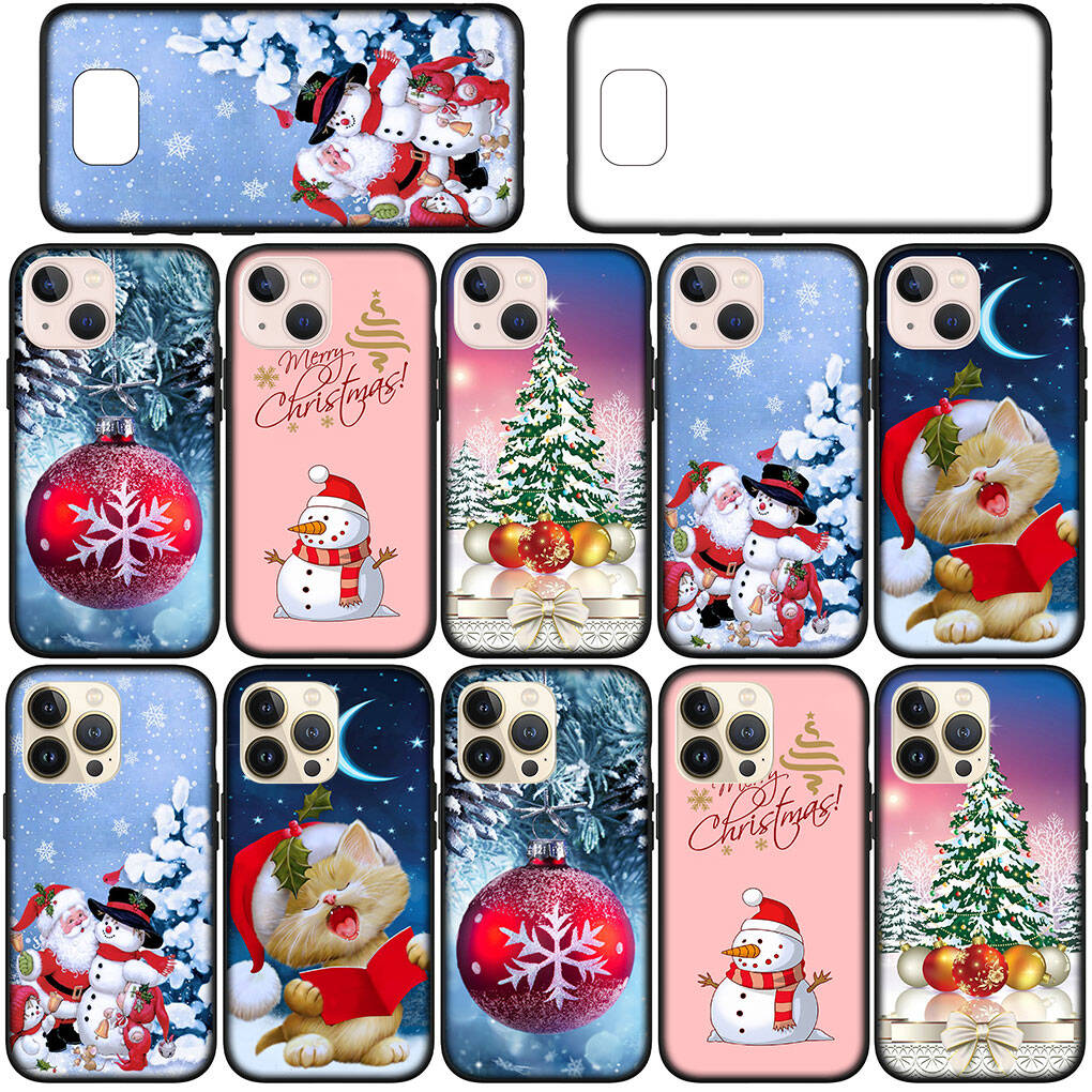 Чехол для iPhone 17 16 15 Xiaomi Poco Redmi Note 14 13 12 Pro Max Samsung Galaxy S25 S24 S23 OPPO Huawei С Рождеством Олень Санта Клаус Чехол для телефона