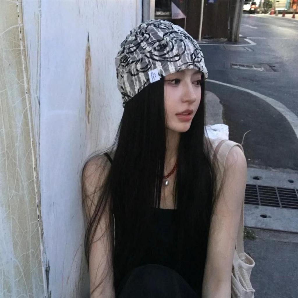 Женская летняя тонкая кружевная шляпа Ретро Роза Цветочный головной убор Шапочка Нишевая субкультура Мягкая Модная Винтажная