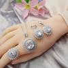 Fashion Jewelry Sunflower Zircon Necklace Earrings Ring Bracelet Set of Three.
