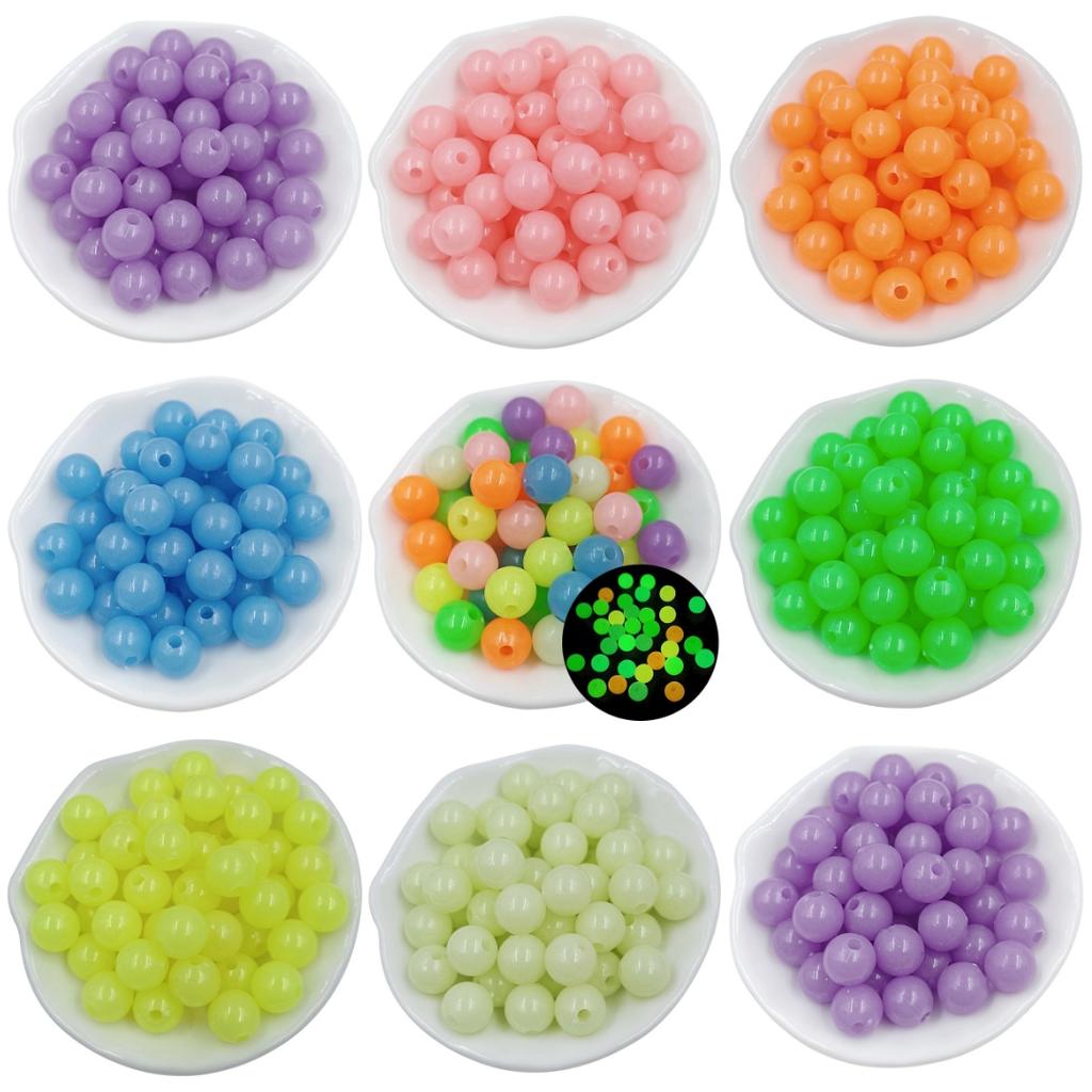 Materials Luminous Beads Candy Color Handmade Round Necklace Bracelet Making DIY Accessories Acrylic 50pcs 6mm/8mm/10mm Delicate Jewelry