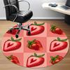 1PC Strawberry Heart Pattern Office Round Area Rug, Mat Suitable For Office, Under Office Chairs Bedroom Living Room Home Decor, Room Deco