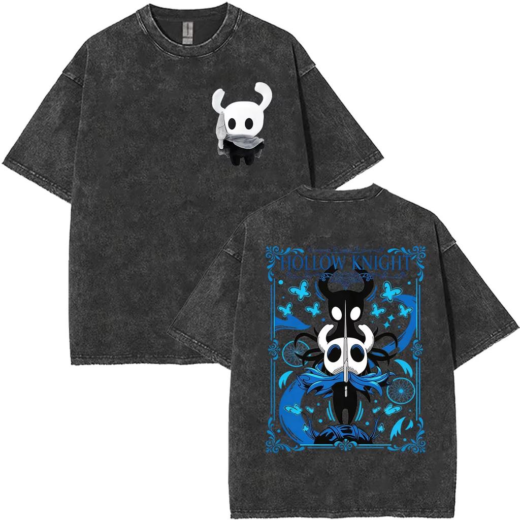 Летняя Горячая Распродажа 2026 Игра Hollow Knight Стиранная Футболка Мужская Женская Винтажный Топ Хип-Хоп Уличная Одежда Оверсайз Футболка С Коротким Рукавом Повседневная Одежда