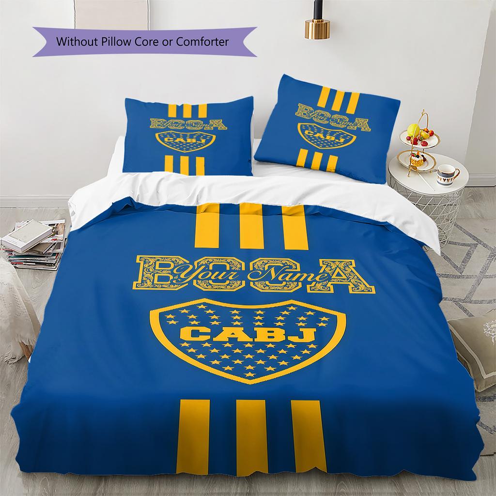 Boca Juniors Custom Name Pattern Bedding Quilt Set Quilt Cover Pillowcase Home Birthday Gift(1 * duvet cover + 2 * pillowcase, without core)