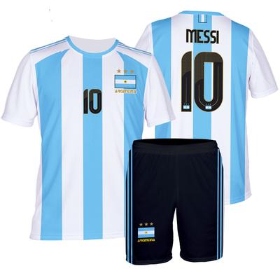 MESSI Argentyna STRÓJ PIŁKARSKI Komplet KIBICA KOSZULKA SPODENKI MESSI Argentyna 116 STRÓJ PIŁKARSKI Komplet KIBICA KOSZULKA SPODENKI