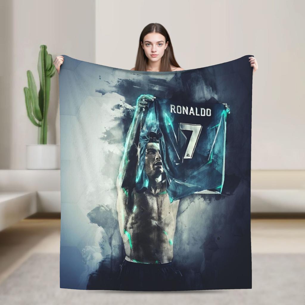 Football Legend CR7 Plush Blanket Vintage Throw Blanket for Home 125*100cm Bedspread