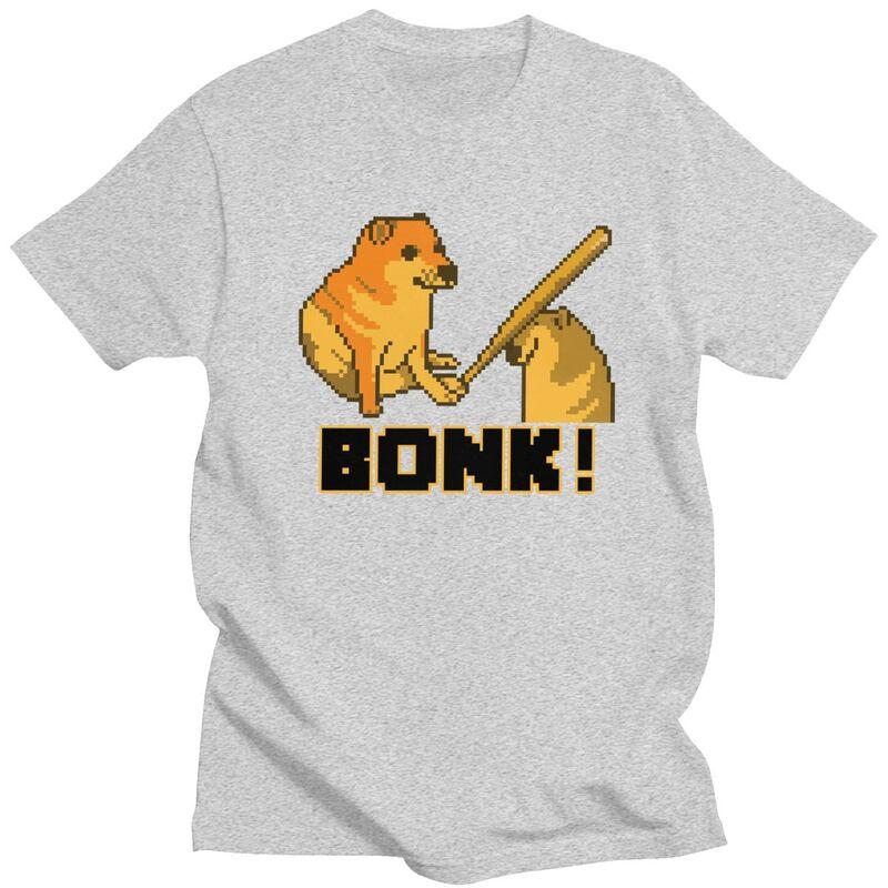 Custom Cheems Bonk Meme Pixel Art Tshirts for Men Short Sleeves Leisure T Shirt Shiba Inu Dog Tshirt 100 Cotton Tees Gift Idea