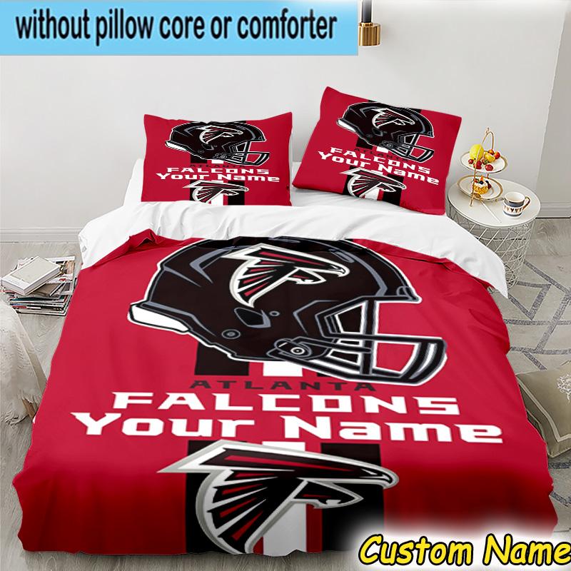 3pcs Custom Name Atlanta-Falcons Rise Up Bedding Set Includes 1 Duvet Cover & 2 Pillowcases for All Seasons Dormitory Home Decor Christmas gifts