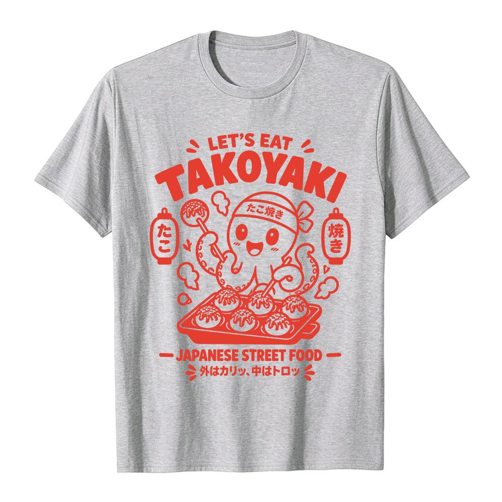 Men Women Funny Takoyaki Graphic T‑Shirt Japanese Street Food Octopus Cartoon Print Short Sleeve Tees Casual Streetwear Tops