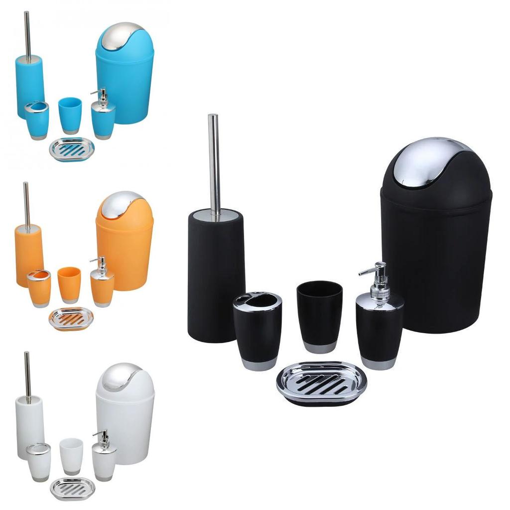 Аксессуары для ванной комнаты Набор из шести предметов из пластика для ванной комнаты с подставкой для зубных щеток и местом для хранения для подарка и офиса