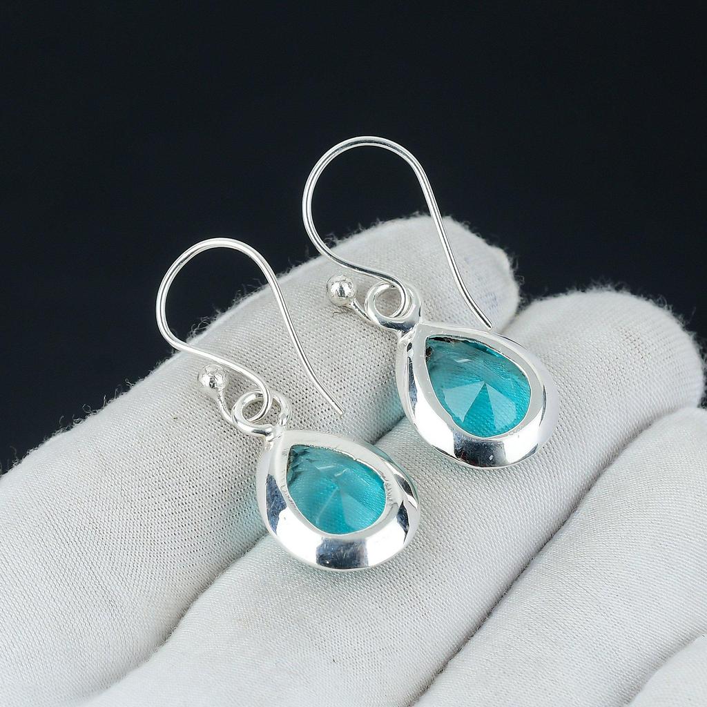 Green Apatite Gemstone 925 Sterling Silver Earring Birthstone 925 Solid Sterling Silver Earring Green Apatite Women Gemstone Earring For Her