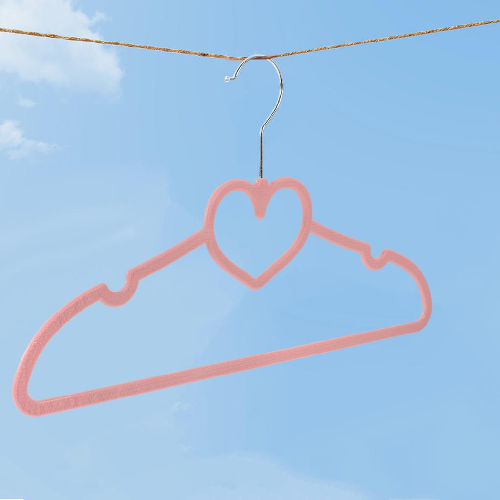 20 Pcs Heart Shaped Hanger Portable Bright Color Clothes Hanger Plastic Wardrobe Storage Home Ganization Non Slip Closet
