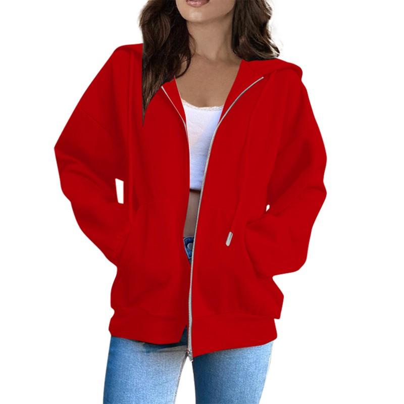 Unisex Loose Fit Zip-Up Hooded Sweatshirt Streetwear Gothic Style Plus Size S-3XL