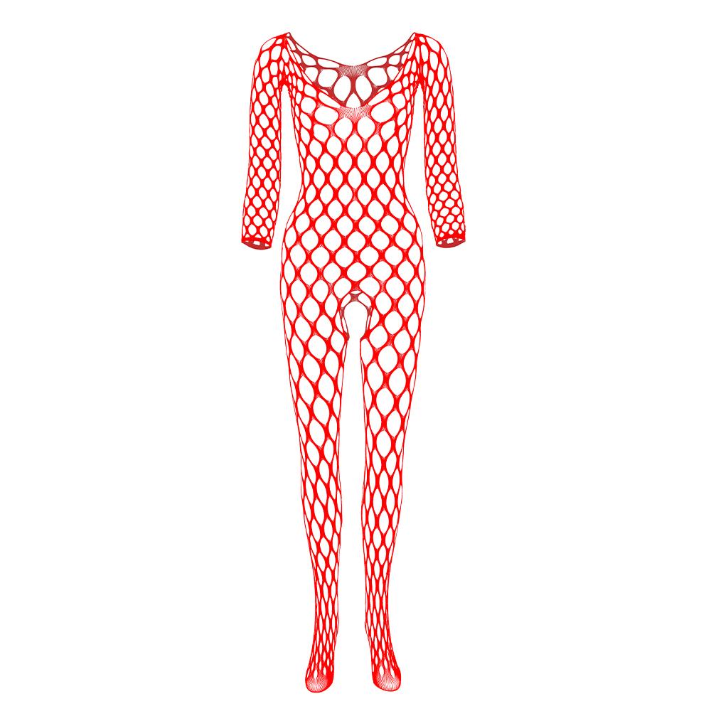 Plus Size Women Hollow Fishnet One-piece Stocking Open Net Lingerie Sexy See-through Lingerie