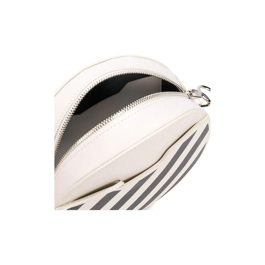 Off-White Diagonal Stripe Printed Round Zipper Leather Shoulder Crossbody Bag Unisex bags Off-White OWNA110S20LEA0010310