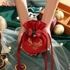 Мешочек для рождественского подарка на шнурке, мешочки для конфет и печенья, рождественский мешочек из бархата с конфетами в виде рождественского оленя, детский подарок, украшение для вечеринки