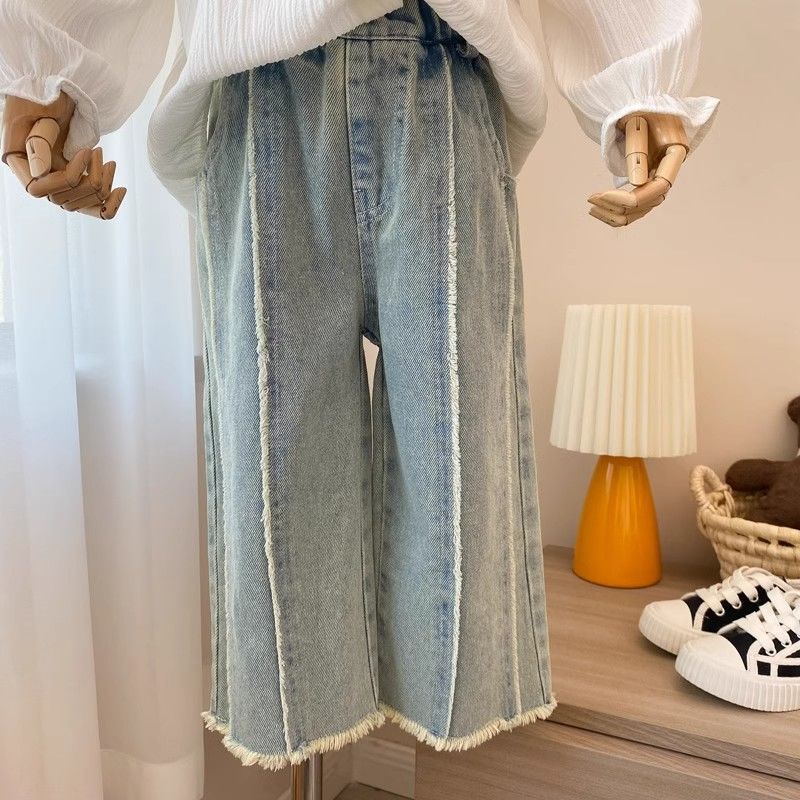Girls' Pants Spring Fashion Straight Jeans Wide-leg Pants Spring and Autumn Children's Trousers