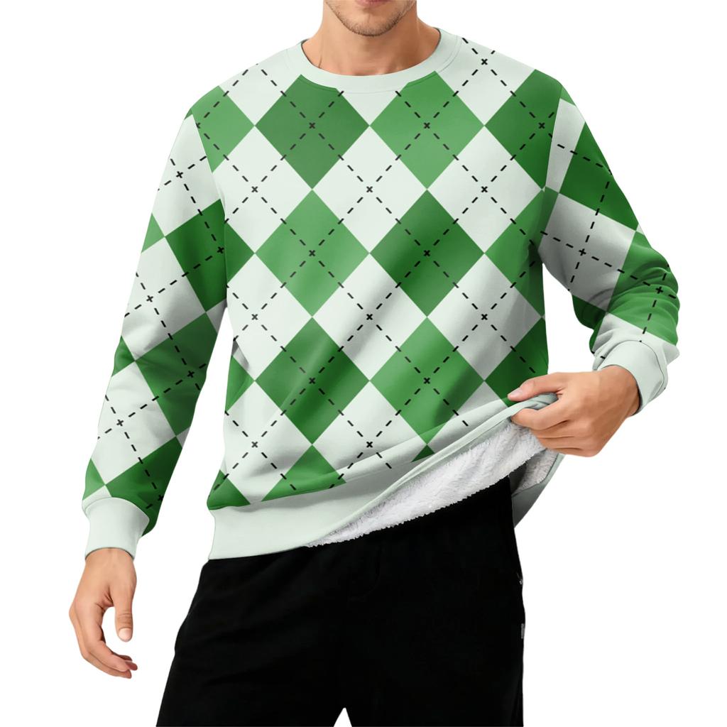 Мужской свитшот с круглым вырезом, на флисовой подкладке, плотный, однотонный