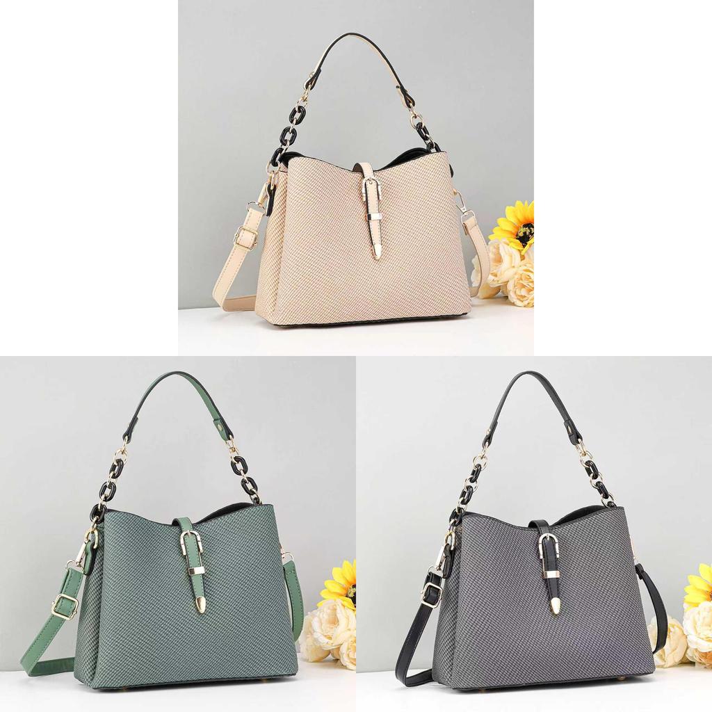 Fashionable Pu Water Bucket Bag For Women With Cable Stitching And Inner Zipper Compartments