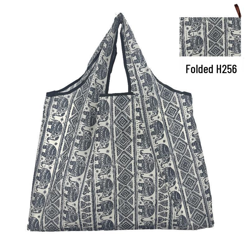 Складная сумка-тоут для продуктов - Большой вместимости, с принтом в юго-восточноазиатском стиле
