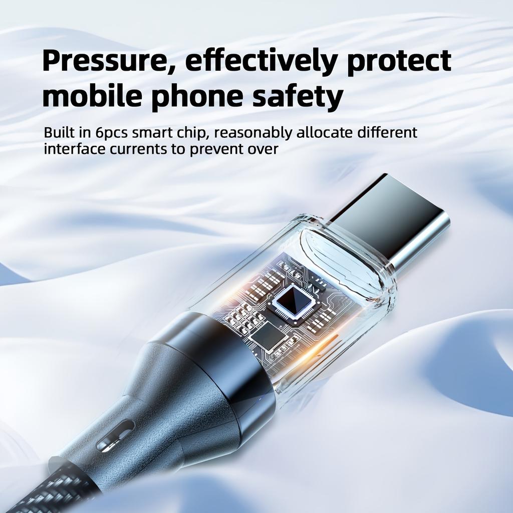 Кабель сверхбыстрой зарядки USB A - Type-C мощностью 120 Вт со светодиодным цифровым дисплеем, матовое покрытие, синхронизация данных, подача питания через USB, высокая сила тока 6 А