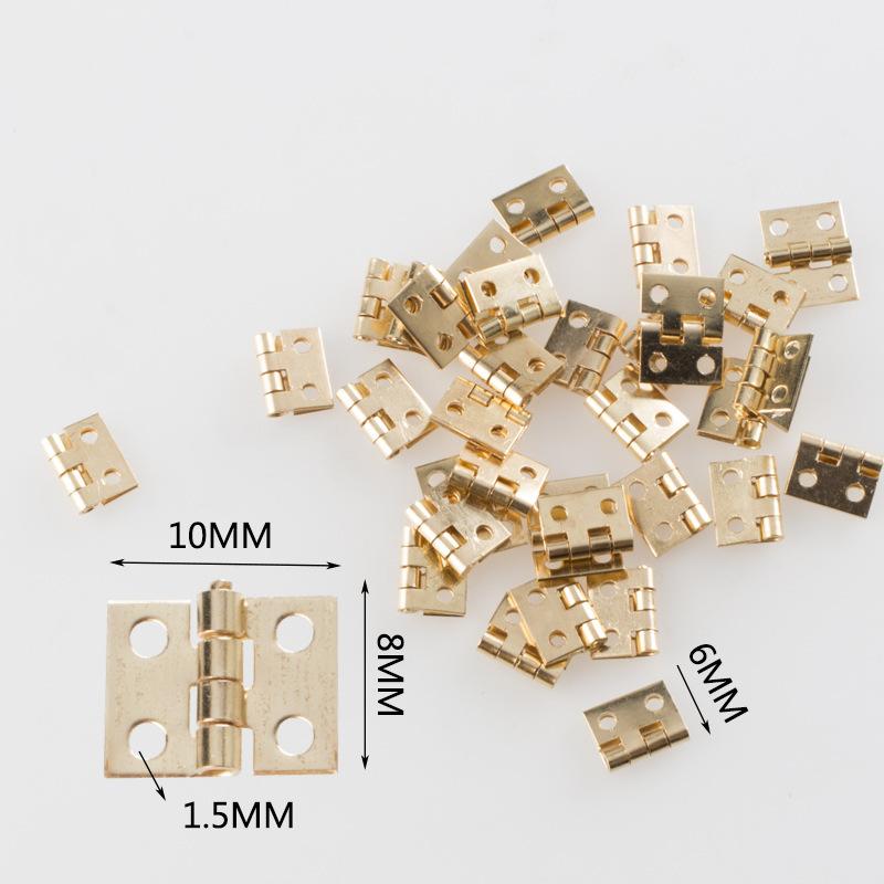 50Pcs Tiny Golden Mini Small Metal Hinge for 1/12 House Miniature Cabinet Furniture Fittings for Cabinets 10 X 8mm Home Hardware