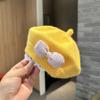 Fashion Cute Baby Hat Solid Color Bow Warm Beret Hat For Girls Vintage Princess Beret Hat Children Autumn Winter Cap Gifts