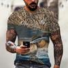 Летний топ с круглым вырезом и 3D-принтом рыбы, модная повседневная мужская футболка с коротким рукавом