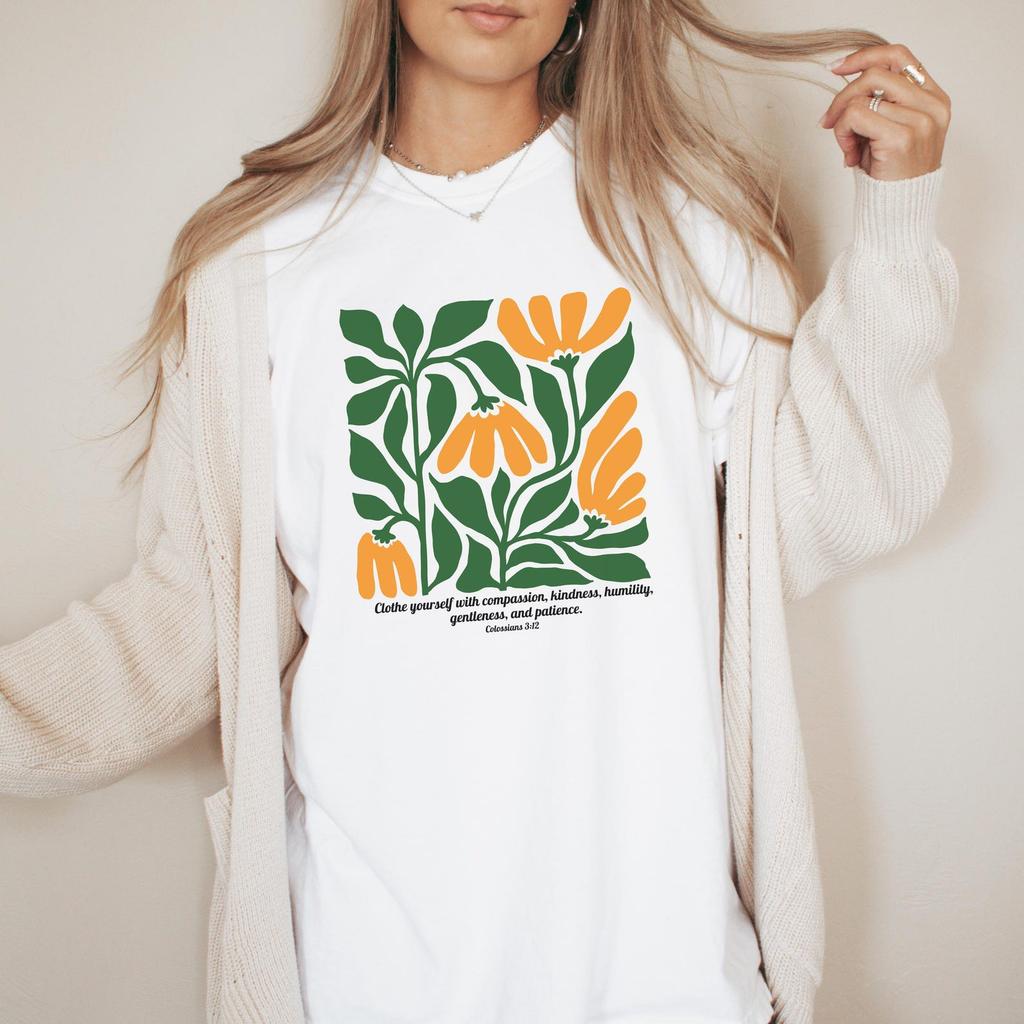 Christian Shirt, Comfort Colors, Boho Floral T-shirt, Nature Lover Tee, Bible Verse Shirt, Proverb Shirt,Christian Gift,Eco-Friendly Fashion